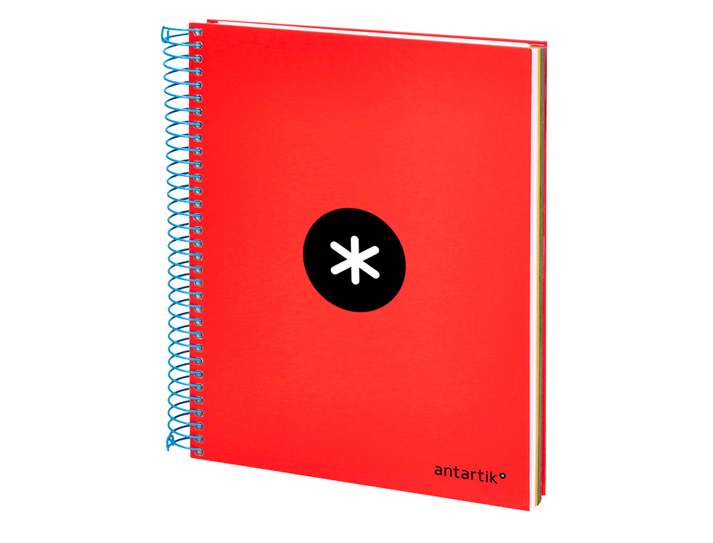CADERNO ESPIRAL DIN A5 ANTARTIK CAPA FORRADA 120 F 100 GR QUADRICULA 5 MM 5 BANDAS DE CORES COR VERMELHO