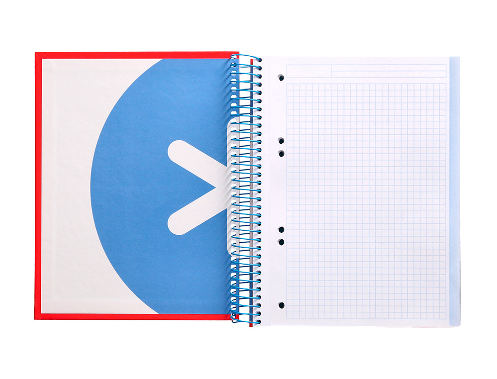 CADERNO ESPIRAL DIN A5 ANTARTIK CAPA FORRADA 120 F 100 GR QUADRICULA 5 MM 5 BANDAS DE CORES COR VERMELHO