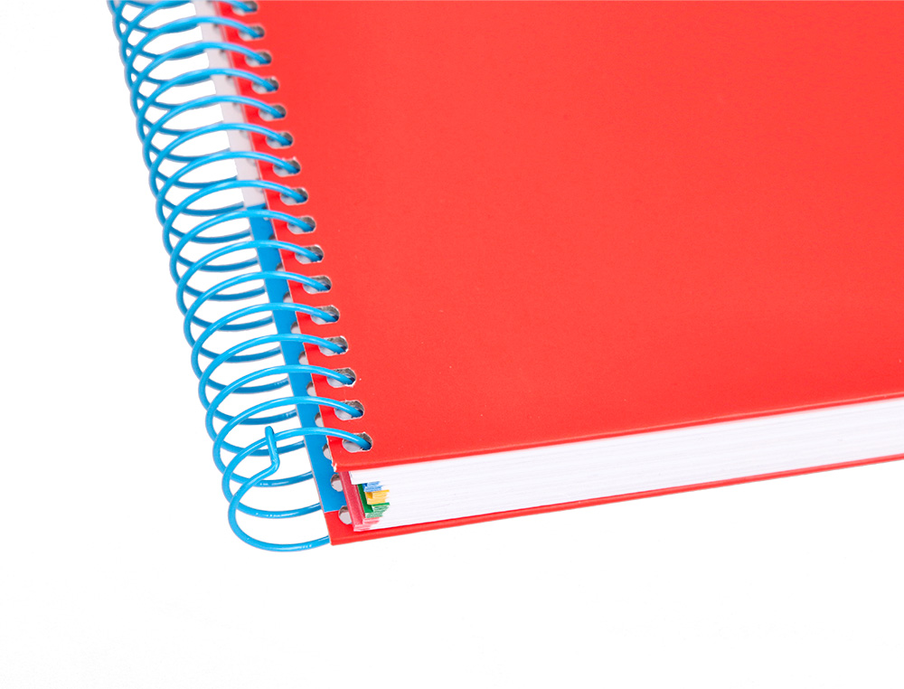 CADERNO ESPIRAL DIN A5 ANTARTIK CAPA FORRADA 120 F 100 GR QUADRICULA 5 MM 5 BANDAS DE CORES COR VERMELHO