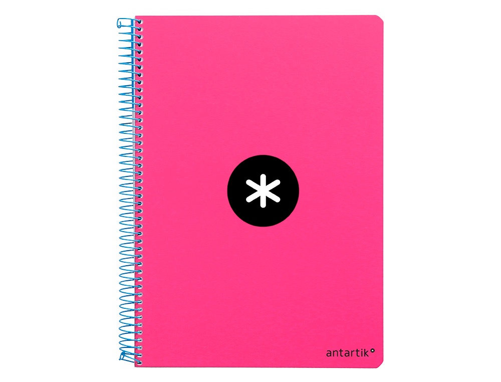 CADERNO ESPIRAL LIDERPAPEL DIN A4 ANTARTIK CAPA DURA 80 F 100 GR QUADRICULA 5 MM COM MARGEM COR ROSA FLUOR