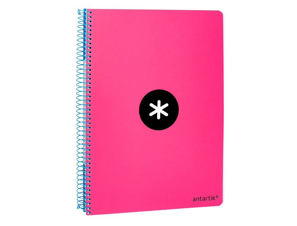 CADERNO ESPIRAL LIDERPAPEL DIN A4 ANTARTIK CAPA DURA 80 F 100 GR QUADRICULA 5 MM COM MARGEM COR ROSA FLUOR