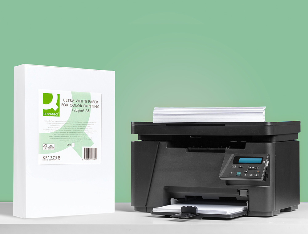 PAPEL FOTOCOPIA ULTRA WHITE Q-CONNECT DIN A3 120 GR EMBALAGEM DE 250 FOLHAS