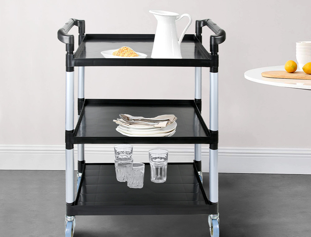 CARRO DE SERVICO MULTIFUNCIONAL Q-CONNECT 3 PRATELEIRAS EM PLASTICO 830X420X970 MM