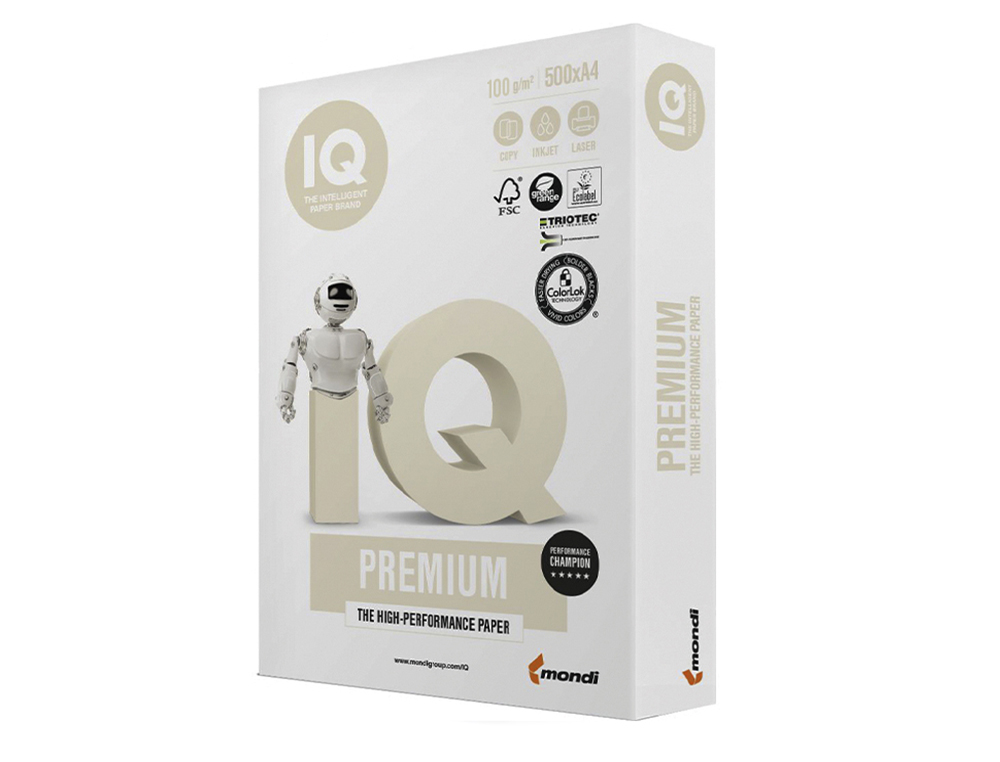 PAPEL FOTOCOPIA IQ PREMIUM DIN A4 100 GR EMBALAGEM DE 500 FOLHAS