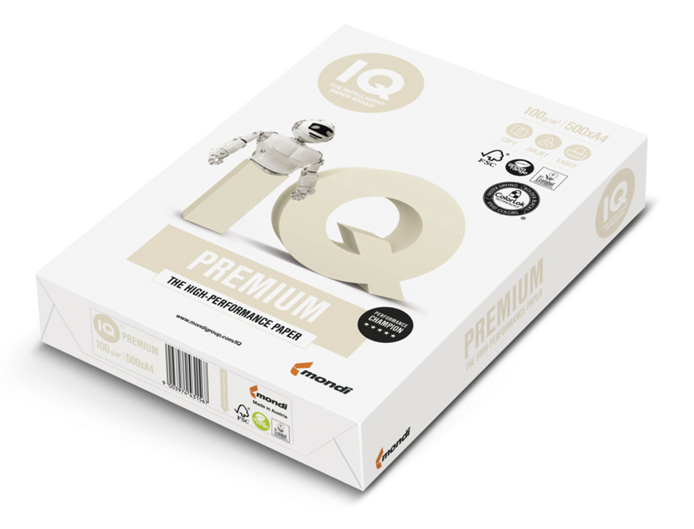 PAPEL FOTOCOPIA IQ PREMIUM DIN A4 100 GR EMBALAGEM DE 500 FOLHAS