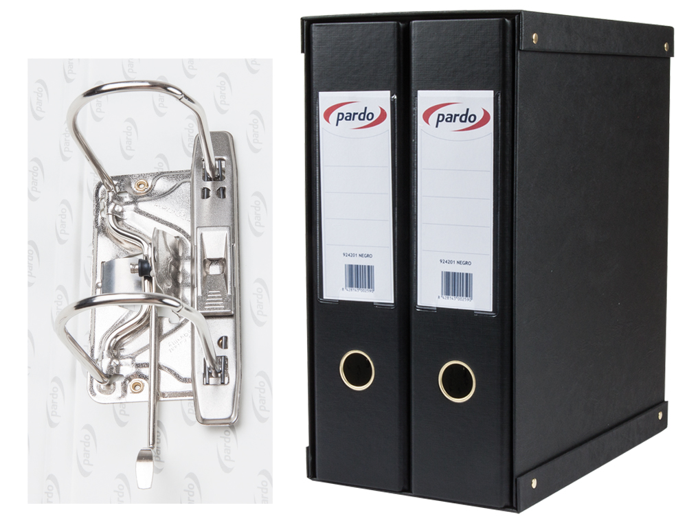 MODULO DE 2 PASTAS DE ARQUIVO PARDO FOLIO 2 ANEIS DE 70 MM PRETO 350X180X300 MM
