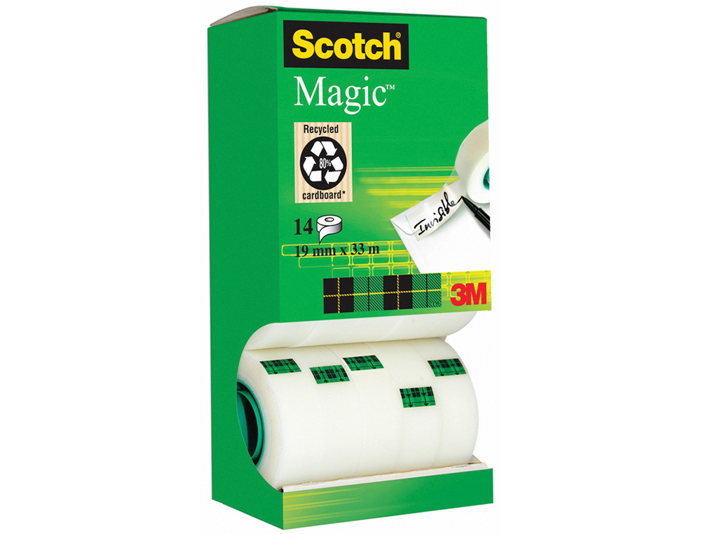 FITA ADESIVA SCOTCH MAGIC 19MM X 33 MT PACK DE 14 ROLOS COM DISPENSADOR DE CARTAO