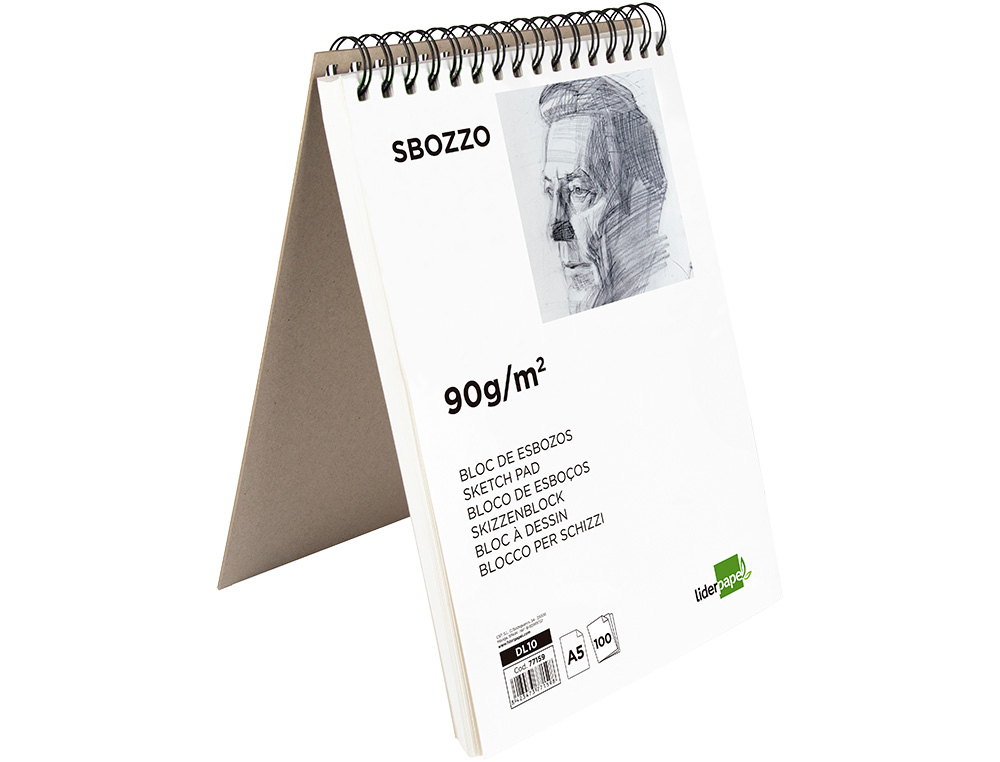 BLOCO DE ESBOCOS LIDERPAPEL ESPIRAL DIN A5 100 FOLHAS 90 GR SEM ESQUADRIA