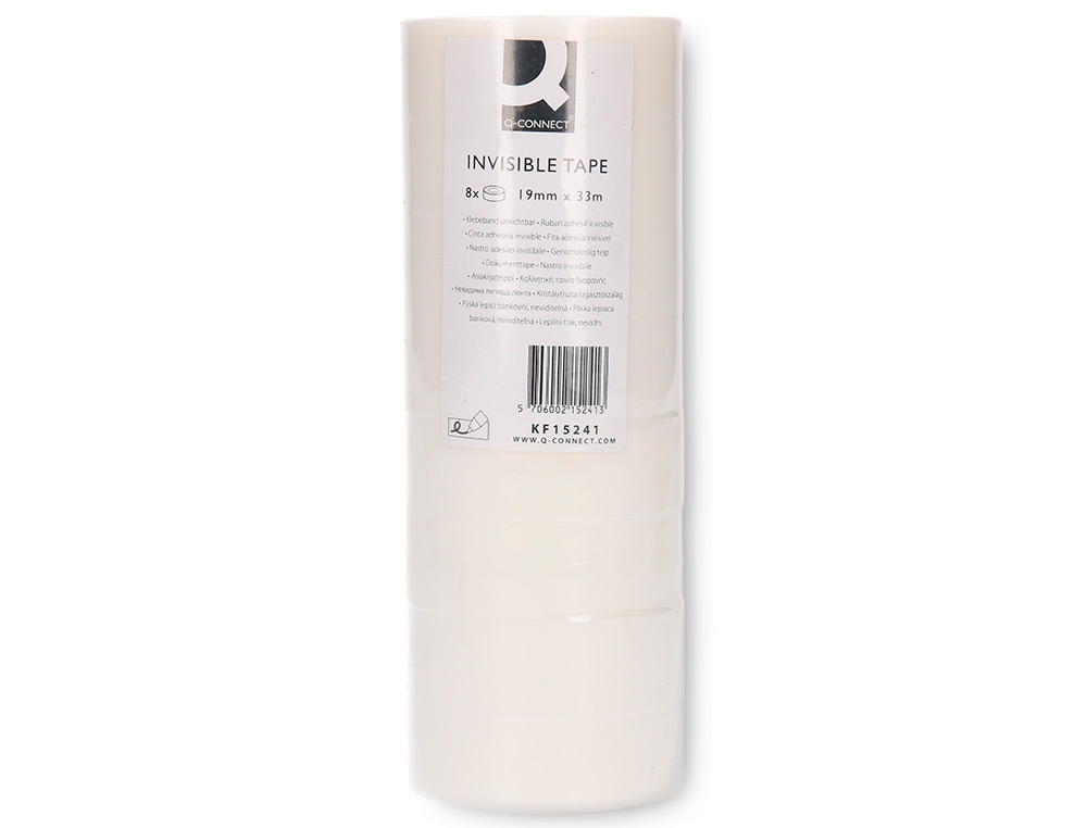 FITA ADESIVA Q-CONNECT 33 MT X 19 MM INVISIVEL CAIXA DE 8 UNIDADES
