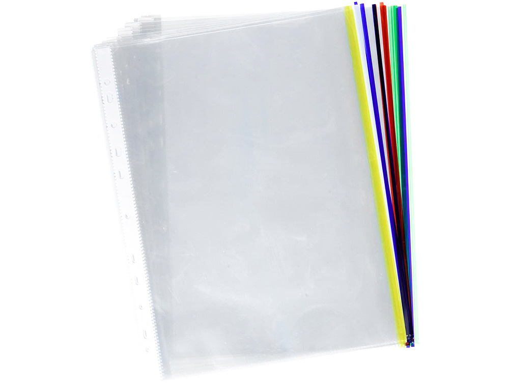 BOLSA CATALOGO/MICA Q-CONNECT DIN A4 70 MICRONS CRISTAL COM REBORDO CORES SORTIDAS BOLSA DE 25 UNIDADES