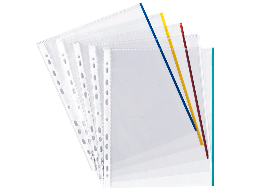 BOLSA CATALOGO/MICA Q-CONNECT DIN A4 70 MICRONS CRISTAL COM REBORDO CORES SORTIDAS BOLSA DE 25 UNIDADES