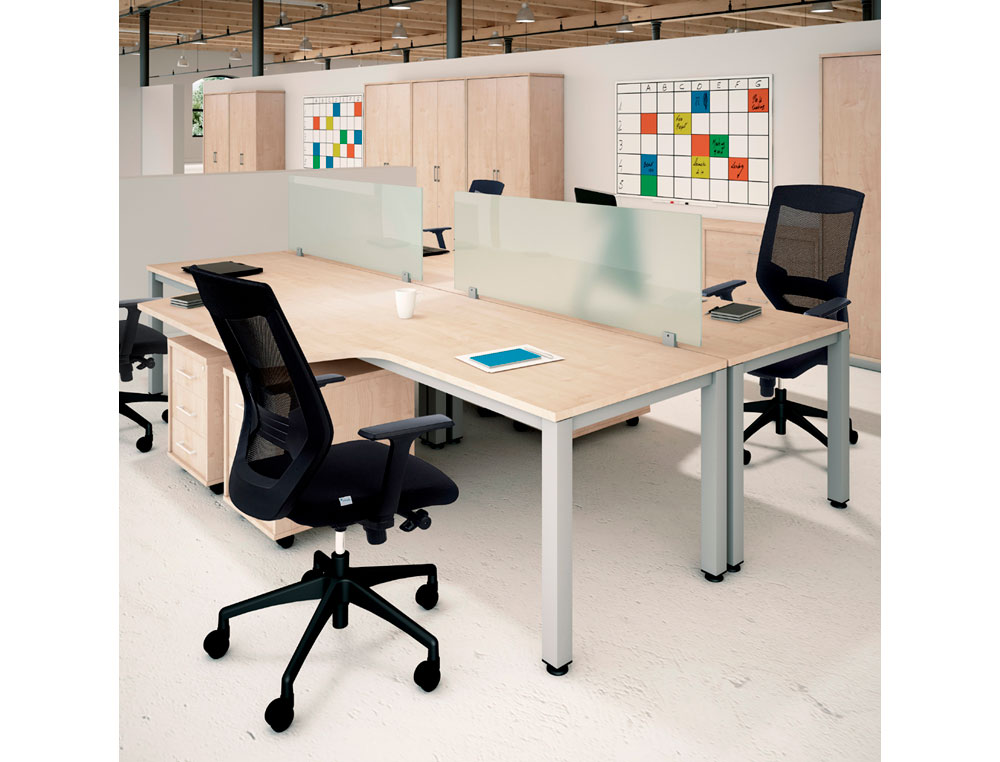 MESA DE ESCRITORIO ROCADA SERIE EXECUTIVE FORMA EM L DIREITA 160X120 CM ACABAMENTO AD02 ALUMINIO/CINZA