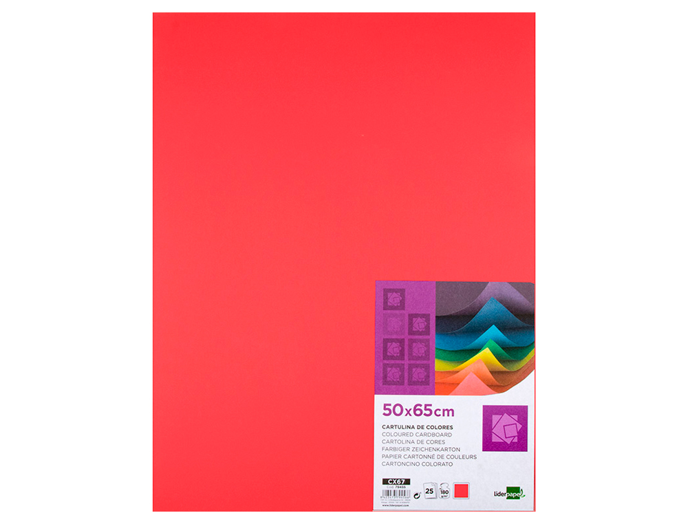 CARTOLINA LIDERPAPEL 50X65 CM 180 GR VERMELHO PACK DE 25 UNIDADES
