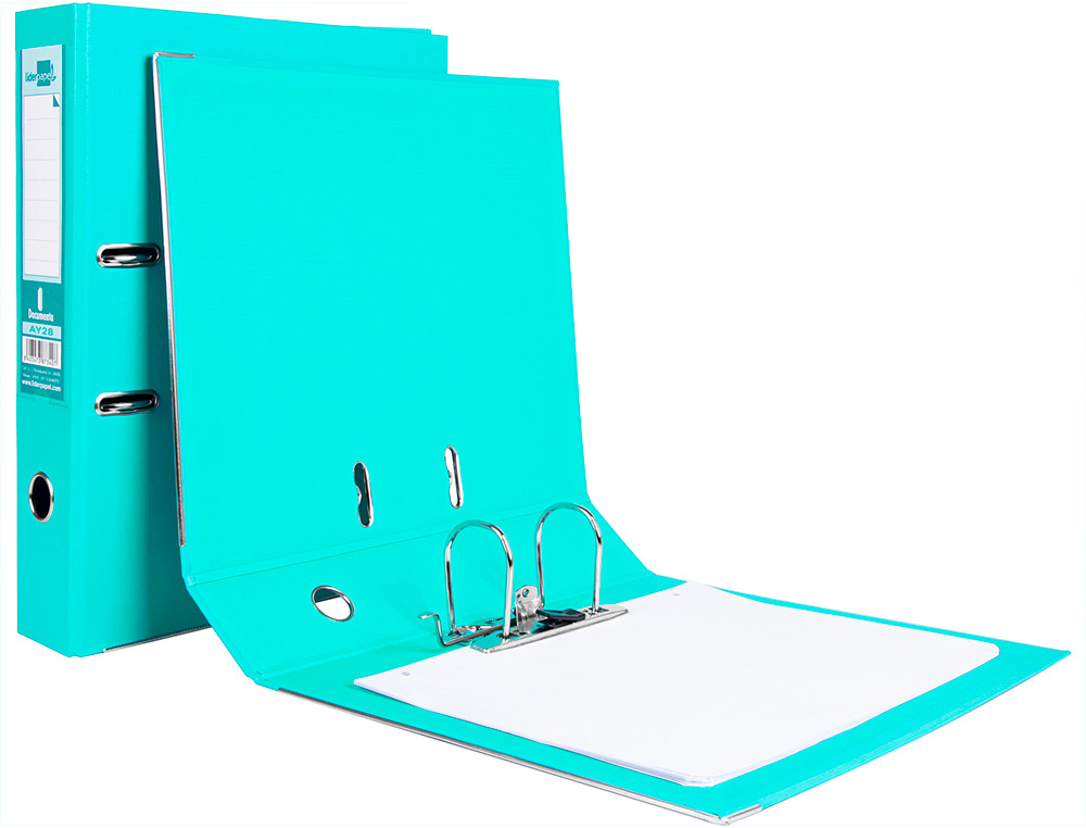 PASTA DE ARQUIVO DE ALAVANCA LIDERPAPEL DOCUMENTA PVC FOLIO LOMBADA 75 MM VERDE CLARO