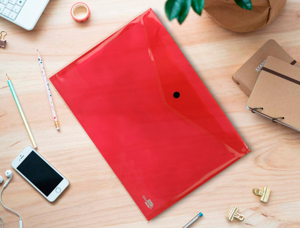 BOLSA PORTA DOCUMENTOS LIDERPAPEL COM MOLA DIN A4 5 CORES SORTIDAS