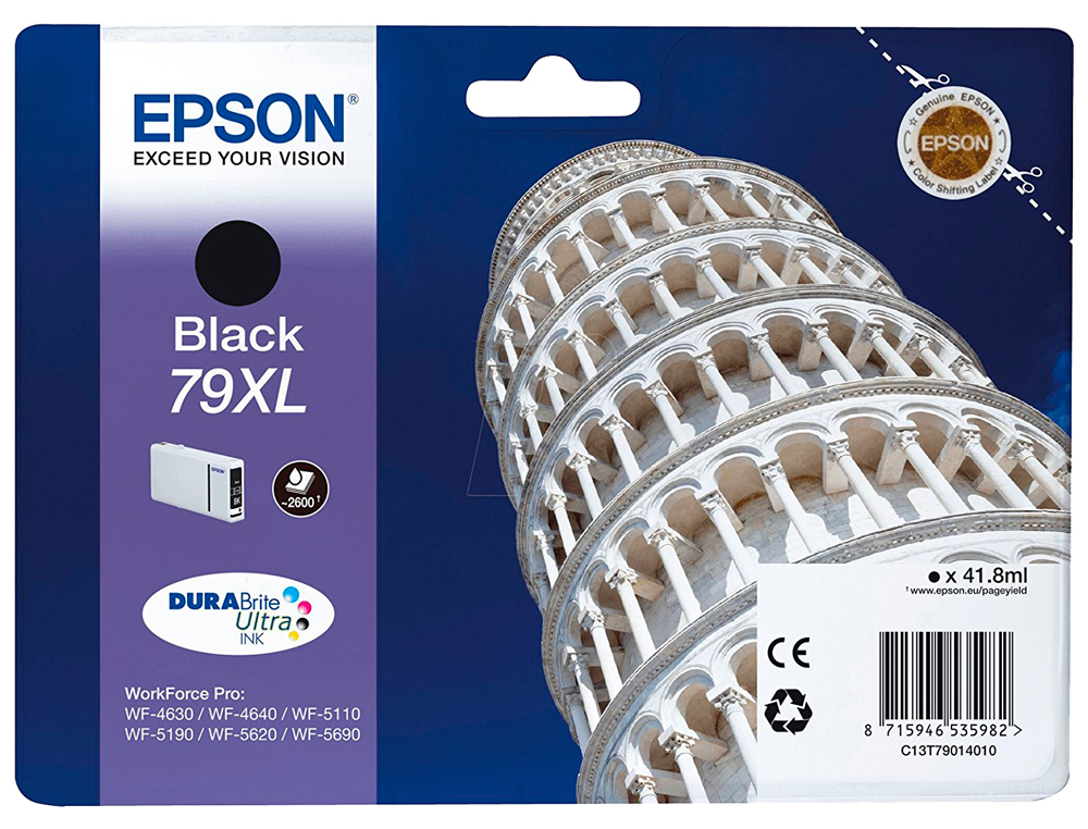 TINTEIRO EPSON 79XL 900P WF 4630 / 4640 / 5110 / 5620 / 5690 / 5690 PRETO 2.600 PAG