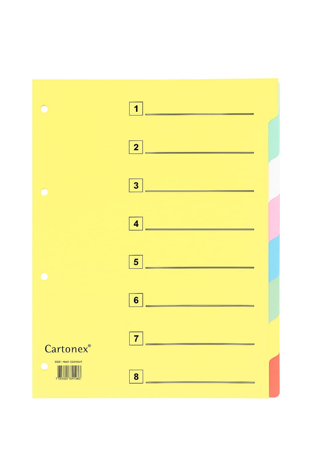 Separadores 1-8 Cartonex, Cartolina, Várias Cores