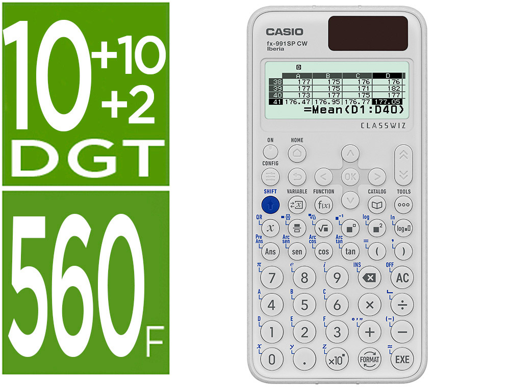 CALCULADORA CASIO FX-991SP CW IBERIA CLASSWIZ CIENTIFICA 560 FUNCIONES 9 MEMORIAS 10+2 DIGITOS 5 IDIOMAS COM CAPA