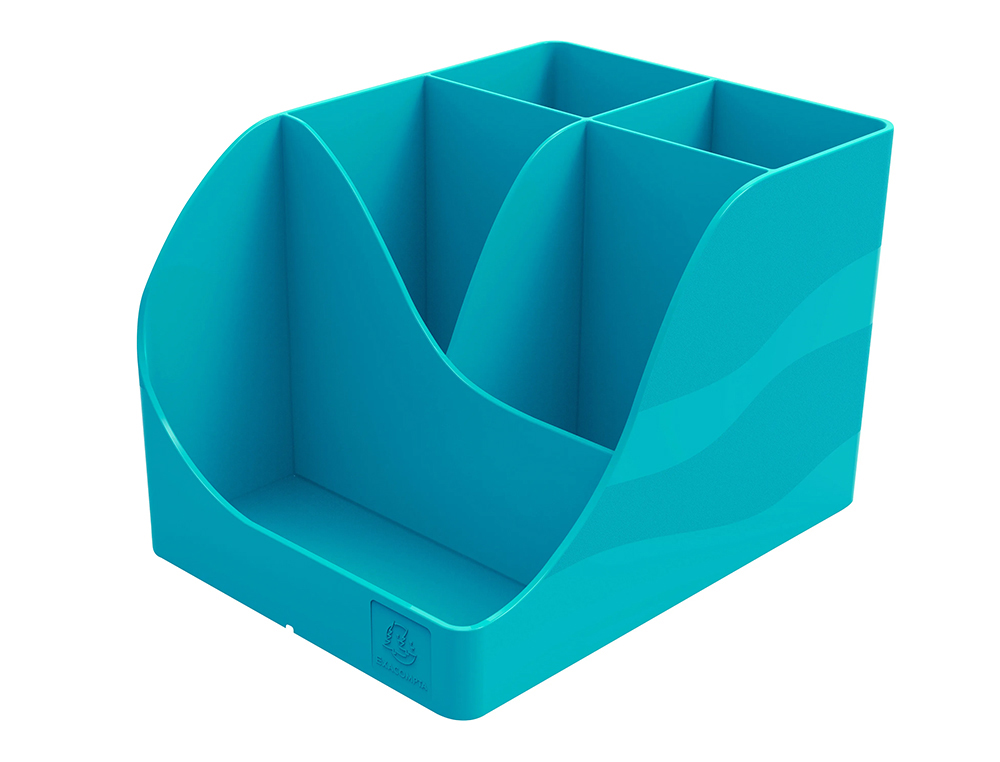 PORTA LAPIS EXACOMPTA WAVE SKANDI PLASTICO RECICLADO COR AZUL PACIFICO 155X119X109 MM