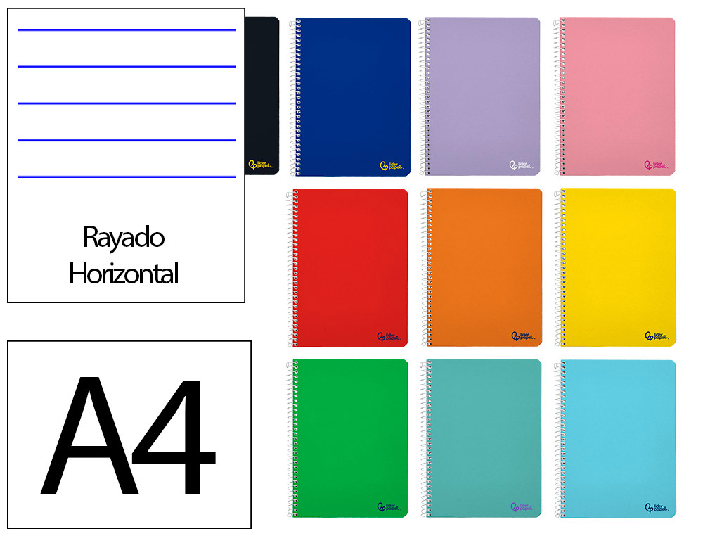 CADERNO ESPIRAL LIDERPAPEL SMART MICRO DIN A4 CAPA SUAVE 80 F 75GR PAUTADO 7 MM DUPLA MARGEM 4 FUROS CORES SORTIDAS