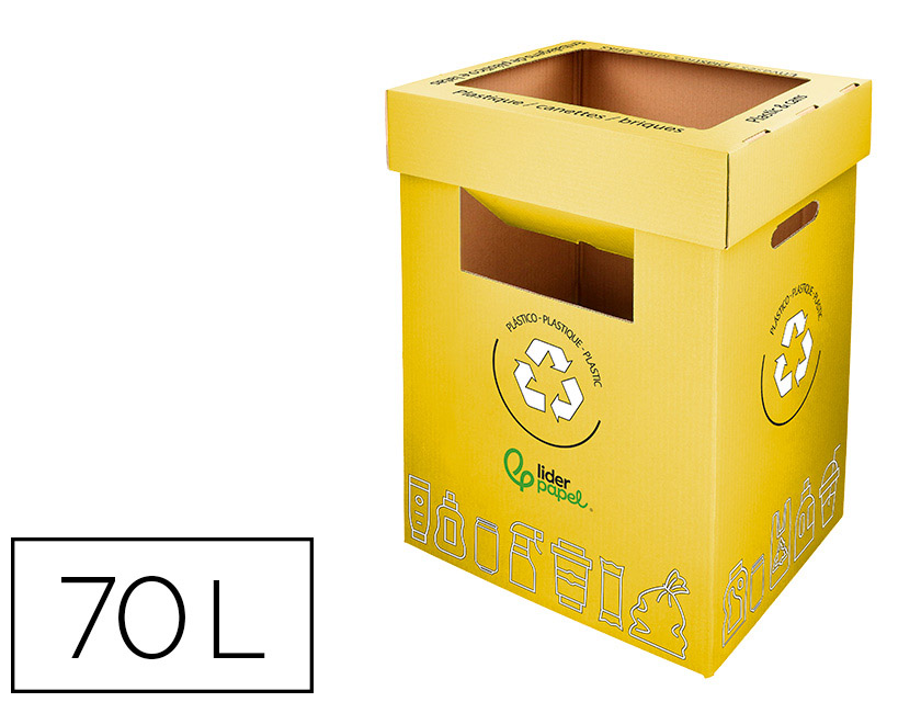 CONTENTOR PARA RECICLAGEM LIDERPAPEL CARTAO RECICLADO PARA EMBALAGENS 450X350X650 MM 70 LITROS AMARELO