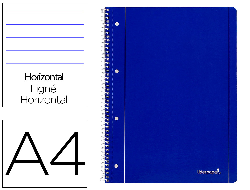 CADERNO ESPIRAL LIDERPAPEL CAPA AZUL MICRO 80 F DIN A4 PAUTADO