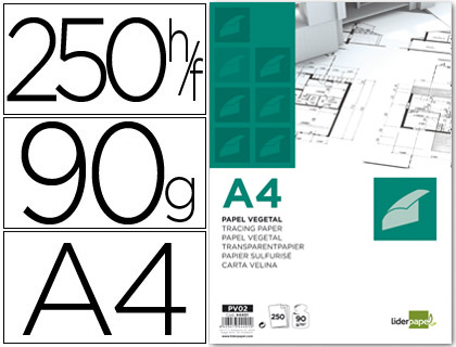 PAPEL VEGETAL LIDERPAPEL DIN A4 90 GR FOLHA