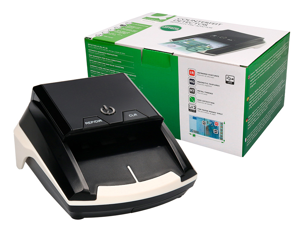 DETETOR DE NOTAS FALSAS Q-CONNECT COM CARREGADOR ELECTRICO PORTA USB ATUALIZACAO DE MOEDAS